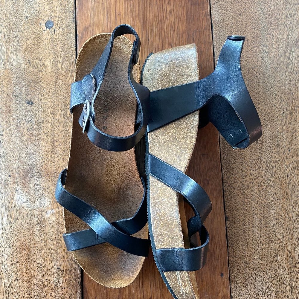 Lola Sabbia: For EricMichael: Strappy Cork-Soled Sandals w/ Brown Leather Straps - Picture 4 of 4